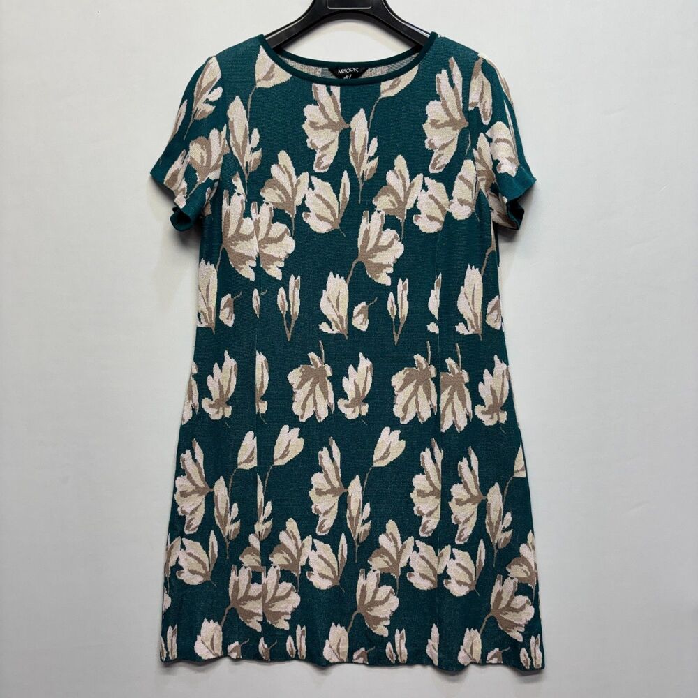 Misook Women Short Sleeve A-Line Floral Soft Knit Dress Size Medium D099 -19